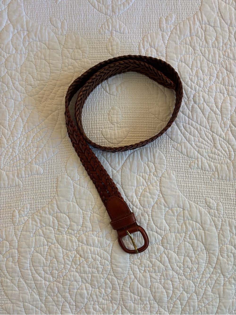 Vintage Talbots Braided Leather Waist Belt - Brown